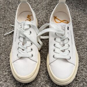 Sam Edelman White Platform Tennis Shoes, size 6- worn one time- like new!